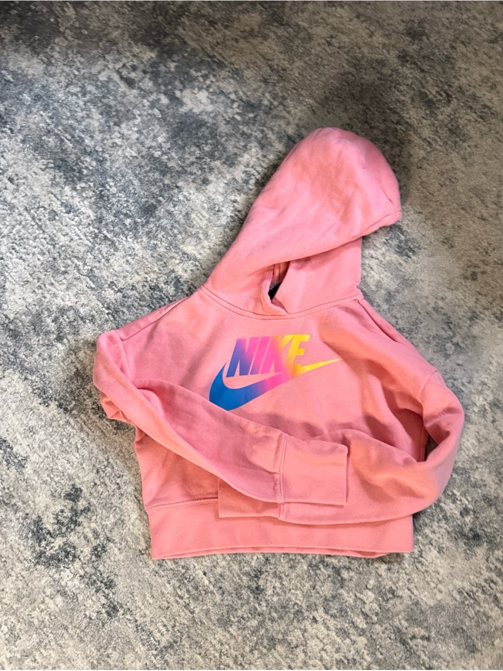 Nike M Pink Hoodie with Multicolor Gradient Swoosh